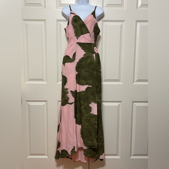 NWOT Anthropologie X Hutch Leah Sleeveless Wrap Maxi Pink Green Tropical - Picture 5 of 7